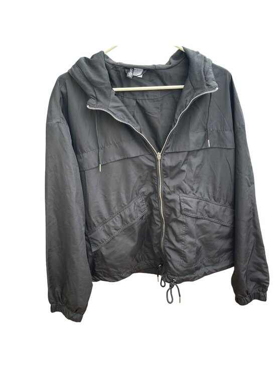 H&M Jackets & Blazers - H&M Divided Black Hooded Lightweight Jacket Women's Windbreaker Size XL Casual
